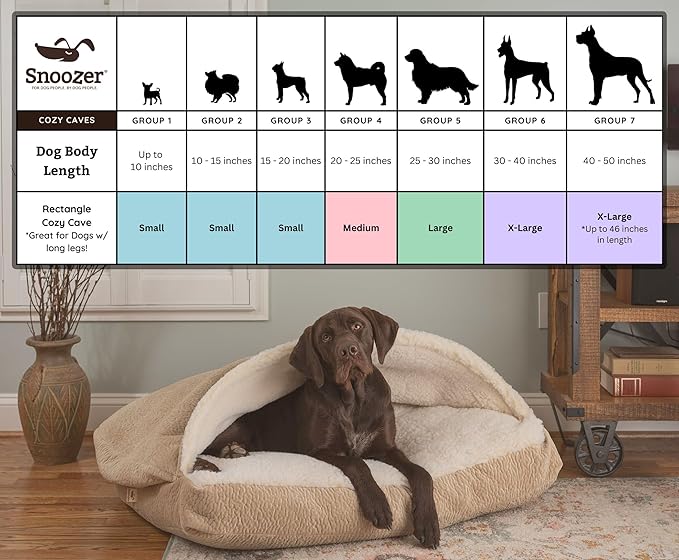 Snoozer Pet Products Luxury Rectangle Cozy Cave Dog Bed with Microsuede, Showdog Collection, Large, Merlin Camel