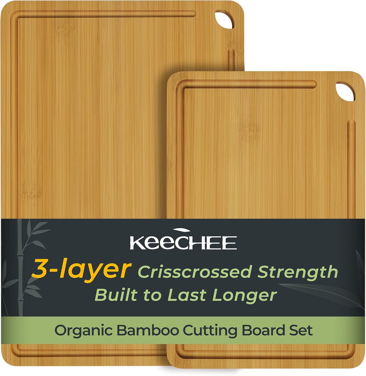 Bamboo Cutting Board, Durable Wood Cutting Boards for Kitchen with Deep Juice Grooves & Built-in Handles, Ideal Charcuterie & Chopping for Meat, Vegetables and Fruits Ideal Kitchen Gifts