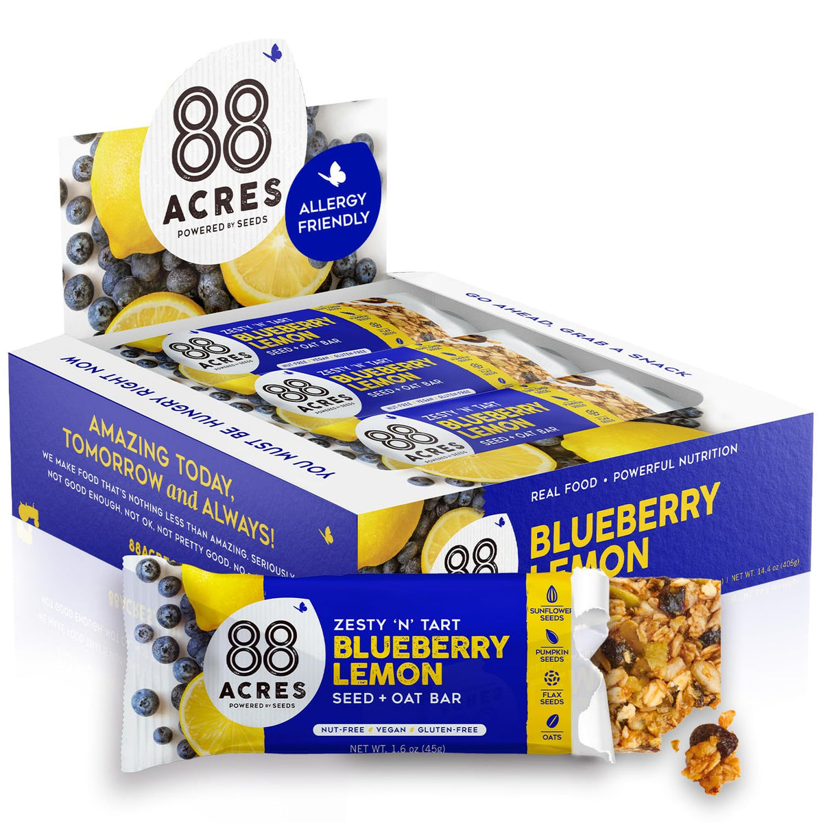 88 Acres Granola Bars, Dark Chocolate Sea Salt, 12 Count, School Safe, Allergen Free Seed & Oat Snack Bar, Gluten & Nut Free, Vegan, Non-GMO & Kosher, Individually Wrapped
