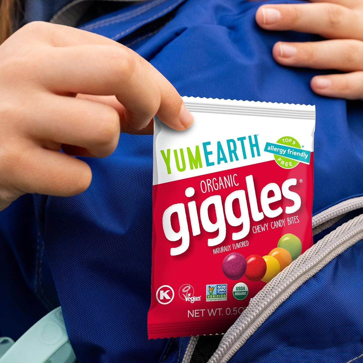 yumearth organic giggles 0.5 ounce allergy friendly candy pack of 10 individually wrapped