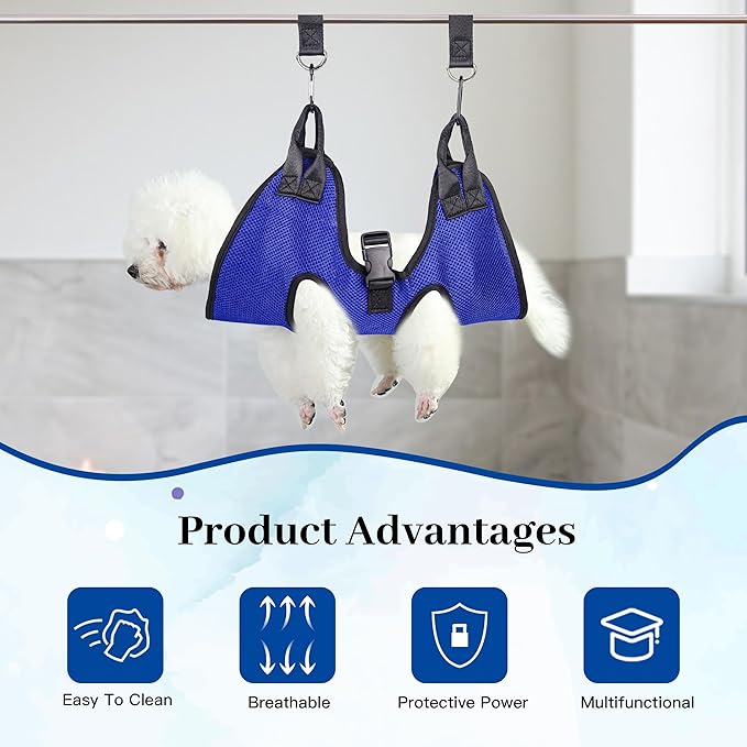 PatiencET Dog Grooming Hammock, Pet Grooming Hammock for Cats & Dogs, Dog Holder for Nail Trimming, Cat Sling for Nail Trimming with Nail Clippers/Trimmer, Nail File, Pet Comb(S)