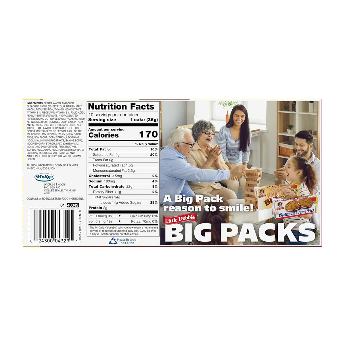 Little Debbie Nutty Buddy Cake Big Pack, 12.68 Oz Box