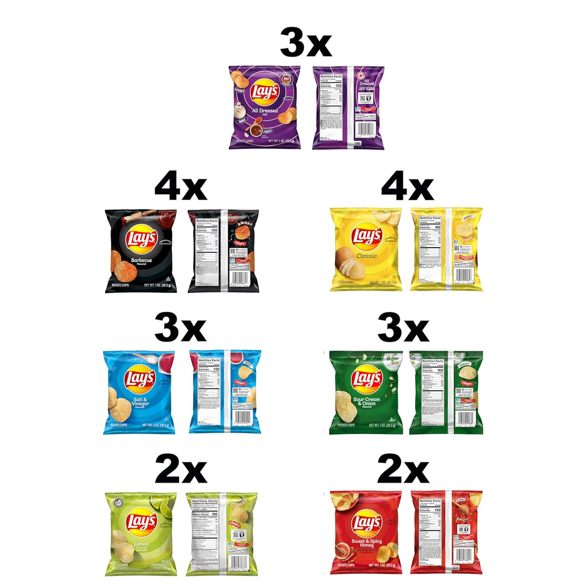 Lay's Potato Chips Variety Pack, 1 oz Bags, (21 Pack) (Packaging and Formula May Vary)