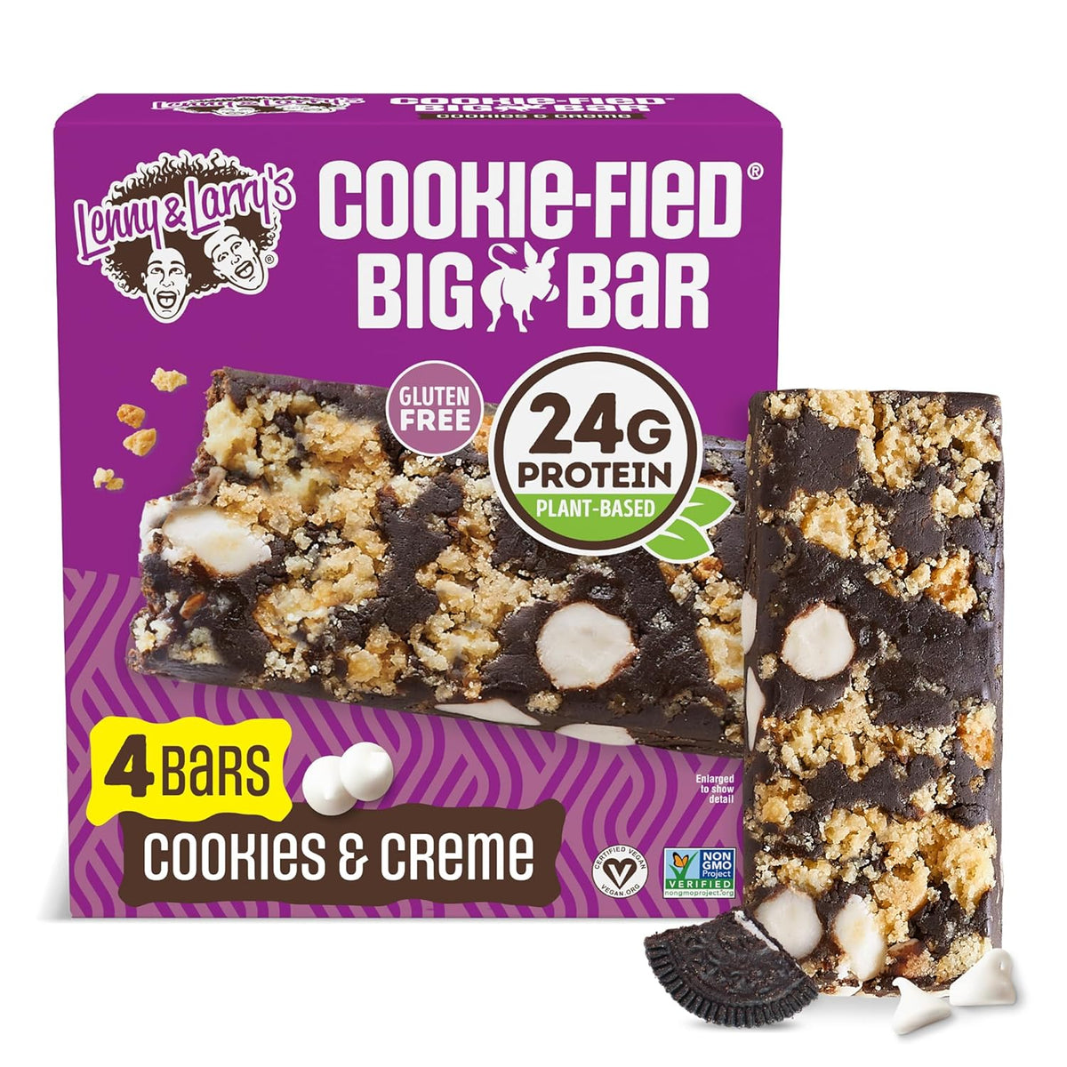 Lenny & Larry's Cookie-fied BIG BAR – Peanut Butter Chocolate Chip Vegan Protein Bars 12x90g – Healthy Snacks, 24g Plant Protein & 10g Prebiotic Fiber – Gluten-Free Power Bar & Vegan