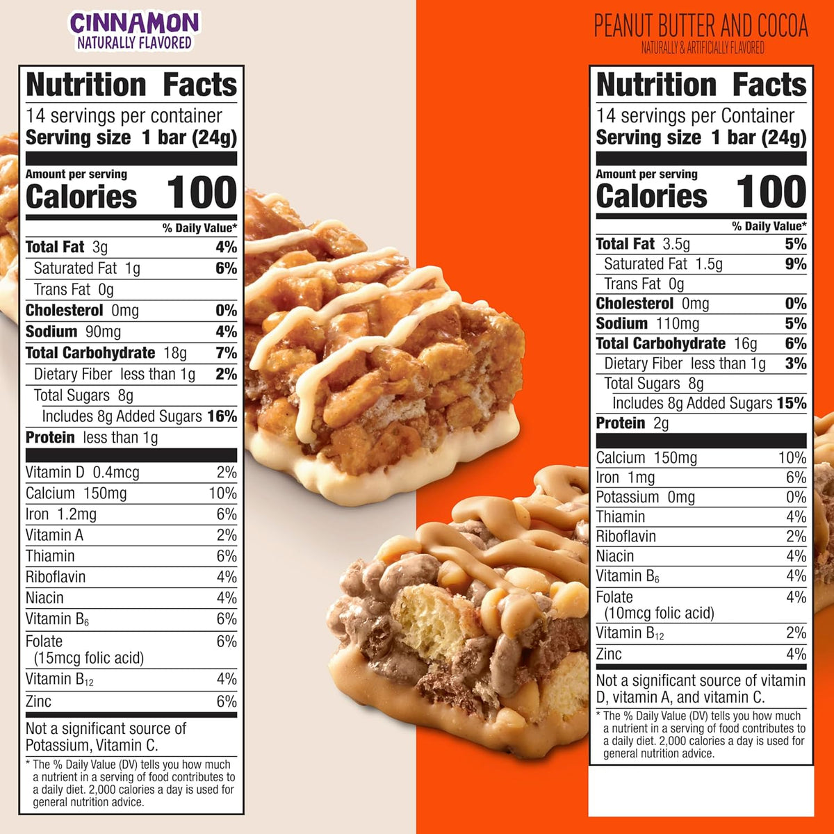 Cinnamon Toast Crunch and REESE'S PUFFS Cereal Treat Bars, Snack Bars, Value Pack, 28 Ct, 23.8 oz