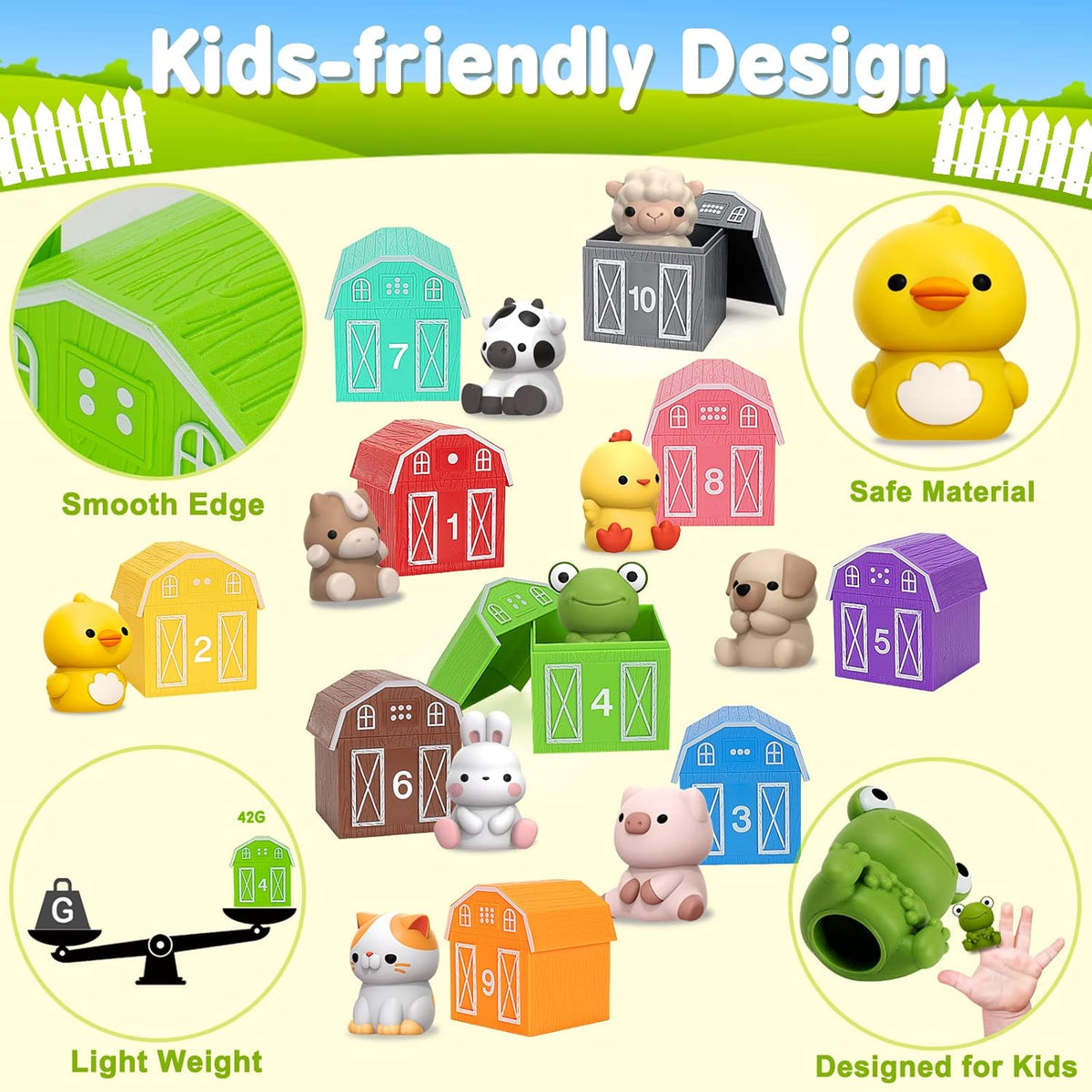 Learning Toys for 1,2,3 Year Old Toddlers, 20Pcs Farm Animals Toys Montessori Counting, Matching & Sorting Fine Motor Games, Birthday Easter Gift for Baby Boys Girls Age 12-18 Months