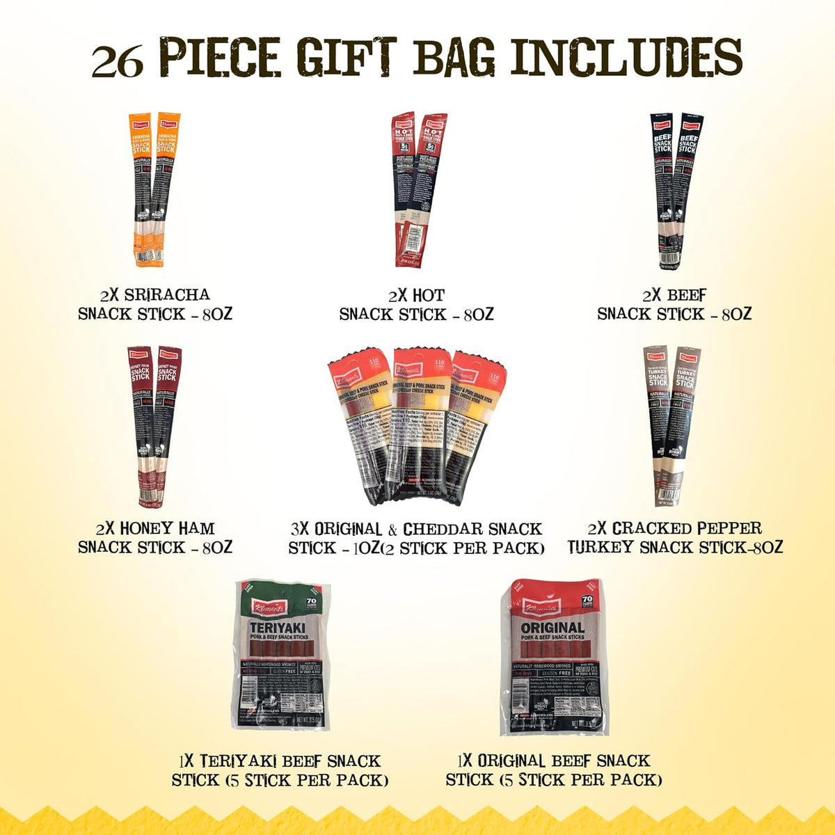 jerky.com 26pc meat sticks variety pack with pork, turkey, ham, beef & cheese sticks, gluten free & keto