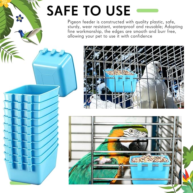 Maxdot 20 Pcs Cage Cups Chicken Feeder Waterer 16 oz Birds Feeders Hanging Bunny Cage Chicken Water Bowl for Pet Parrot Rooster Parakeet Gamefowl Poultry Pigeon Wire Hutch(Light Blue)