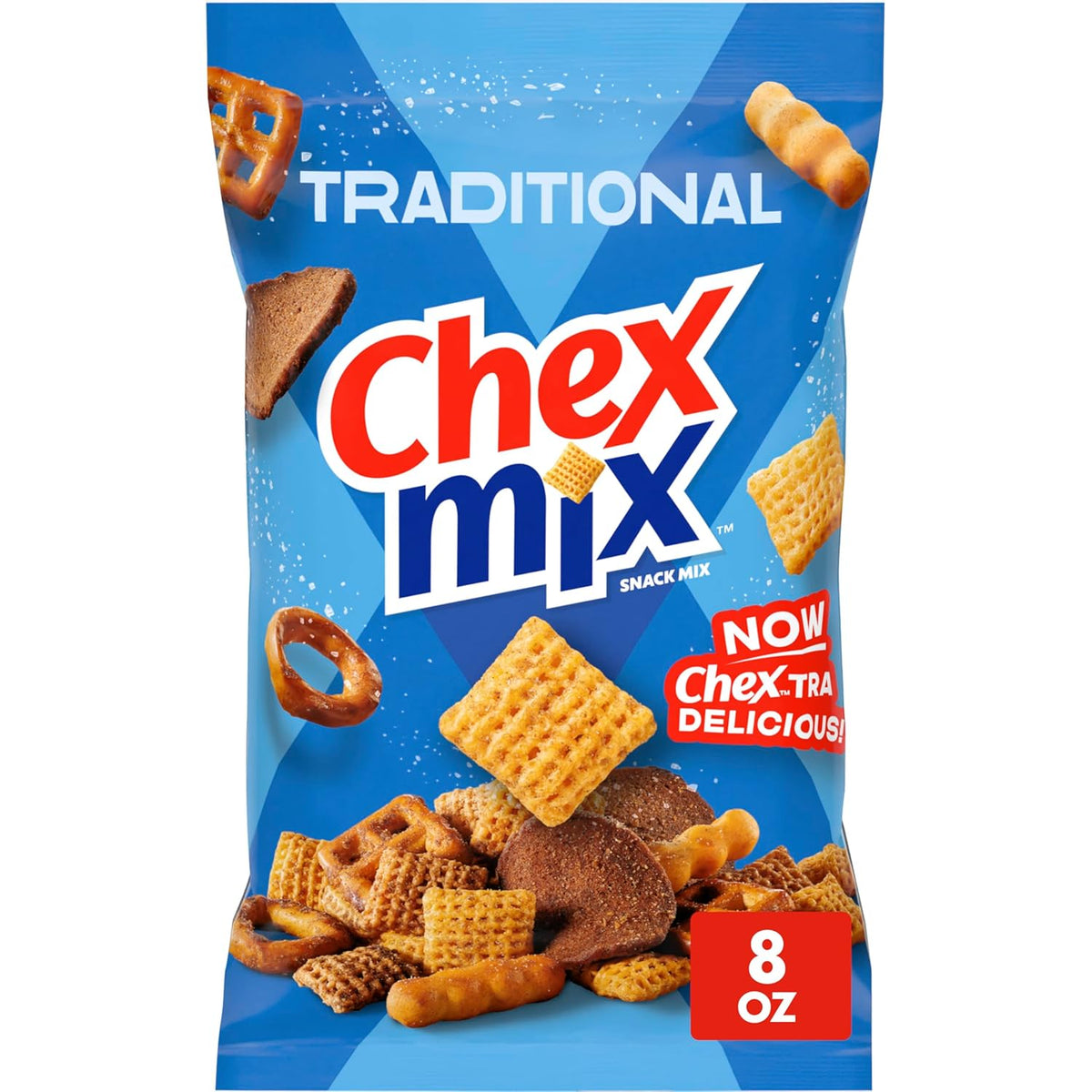 Chex Mix Traditional Original Recipe Snack Mix, Savory Snack Bag, Family Size, 13.5 oz