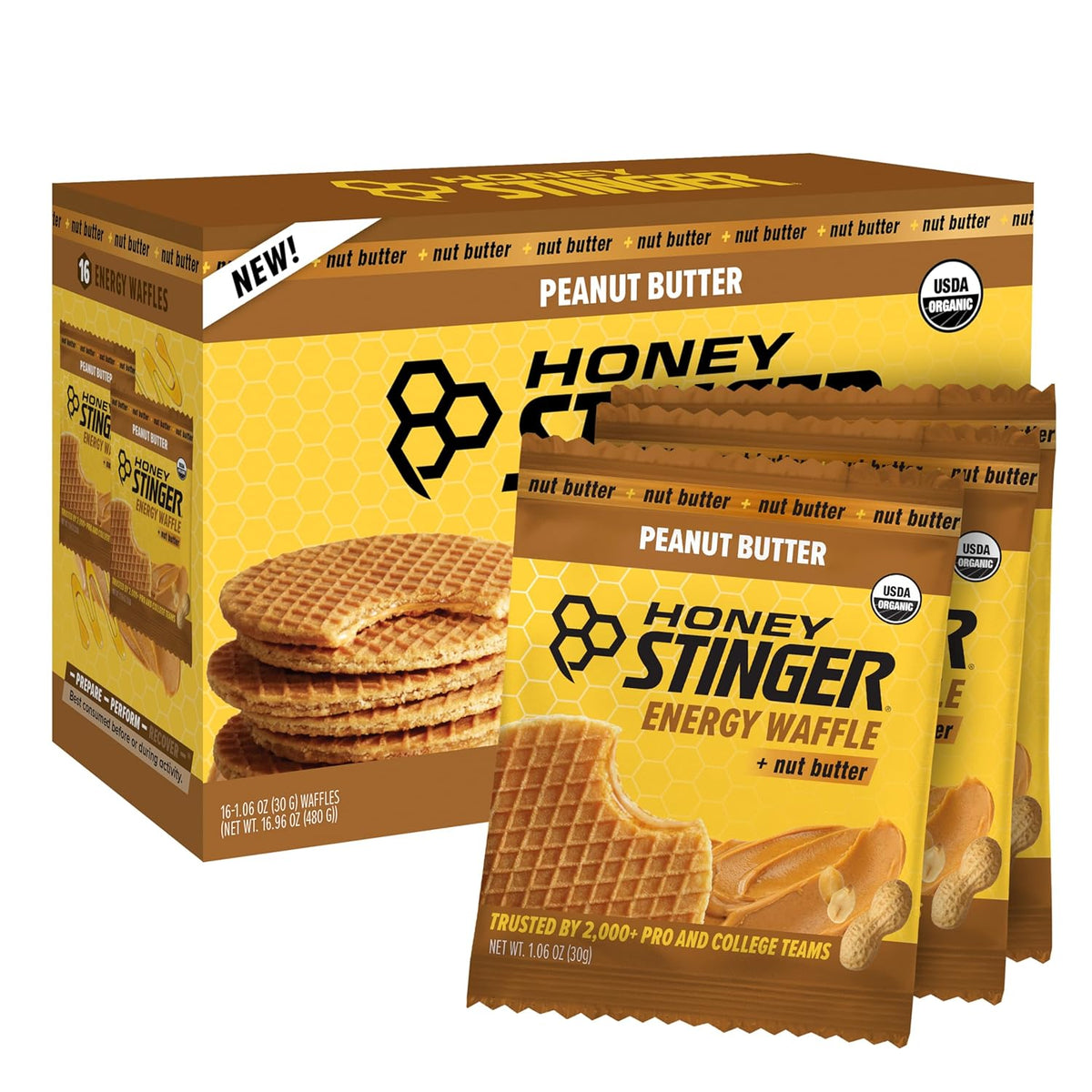 Honey Stinger Organic Honey Waffle, Energy Stroopwafel for Exercise, Endurance and Performance, Sports Nutrition for Home & Gym, Pre & During Workout, 25.44 Ounces (Pack of 24)