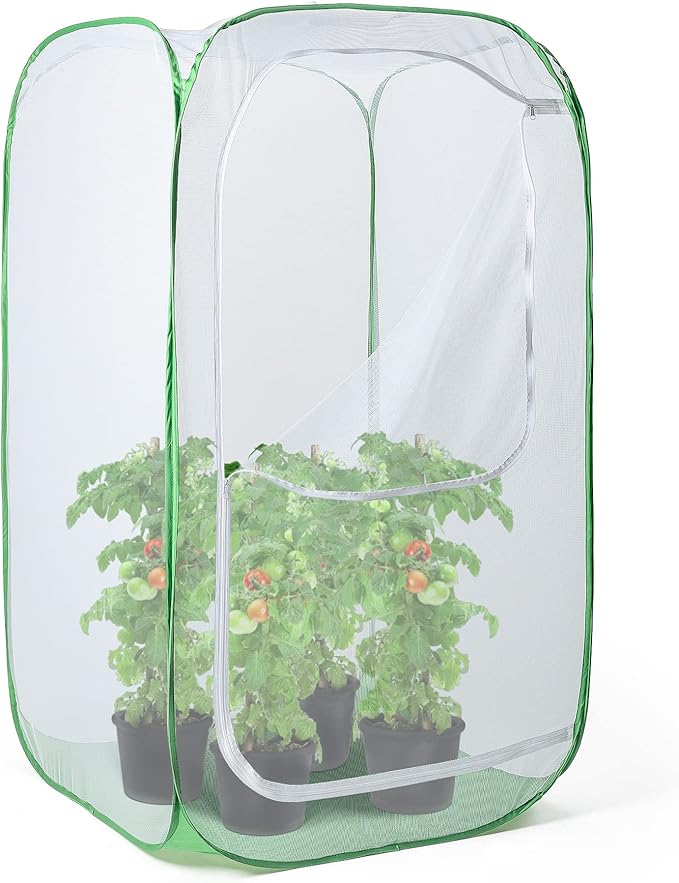 59" Outdoor Mesh Plant Enclosure, Mesh Plant Cover for Pests, Bird and Pest Protection Guard for Fruit, Vegetables, Flowers and Herbs Pop-Up Cage 35"x35"x59"