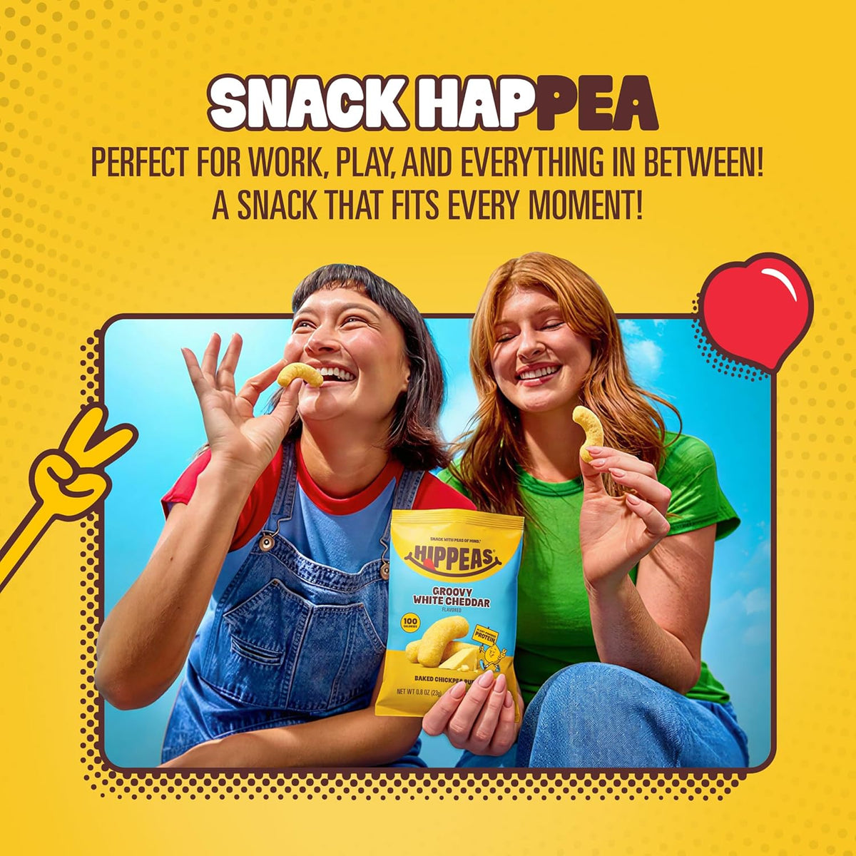 Hippeas Chickpea Puffs, Cheese Variety Pack, Groovy White Cheddar, Jalapeño Cheddar Blaze, 18 x 0.8 oz, Baked Crunchy Chickpea Snacks, 3g Plant Protein, 2g Fiber & 50% Less Fat, Dairy & Gluten Free