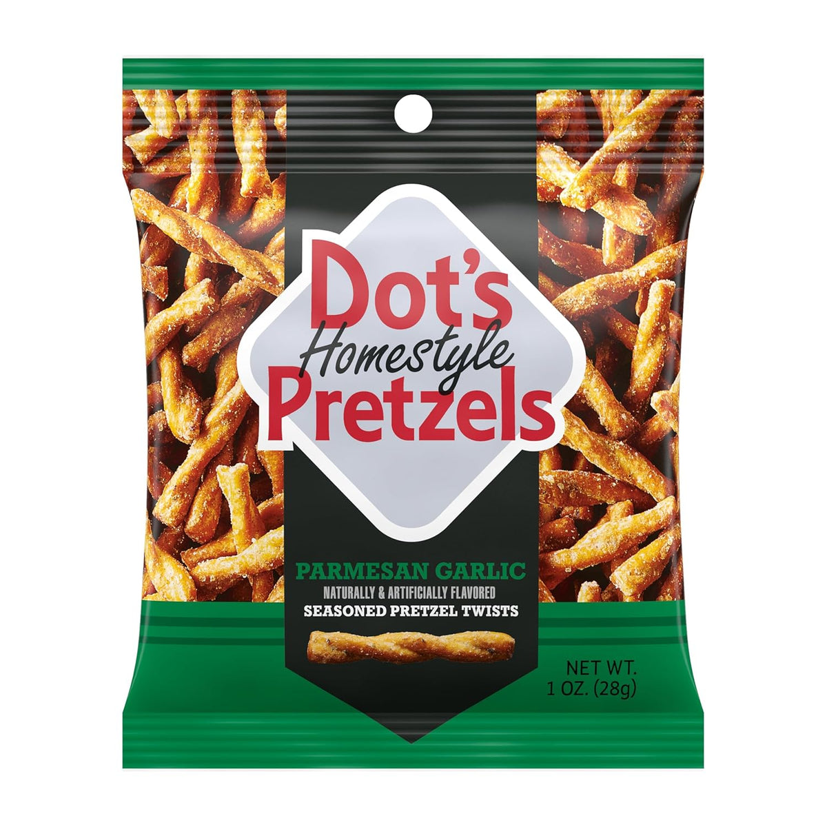 Dot's Homestyle Pretzels Variety Pack, 18-count, 1oz Individually Sized Bags, Original, Honey Mustard, and Parmesan Garlic Twist Snack