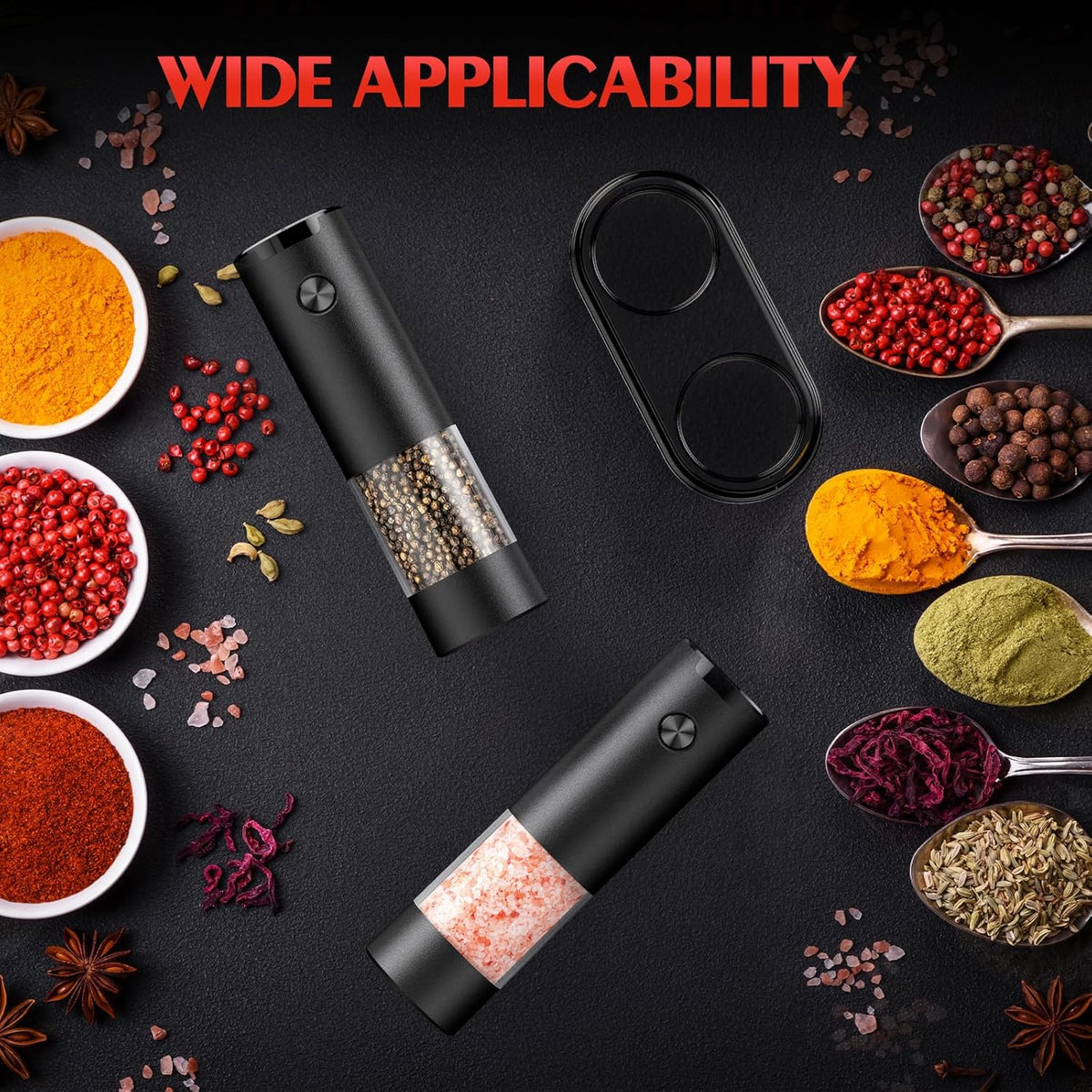 Electric Salt and Pepper Grinder Set Automatic Battery Pepper Mill Shakers Adjustable Coarseness Upgraded Larger Capacity with Led Home and Kitchen Appliances Christmas Gifts for Women
