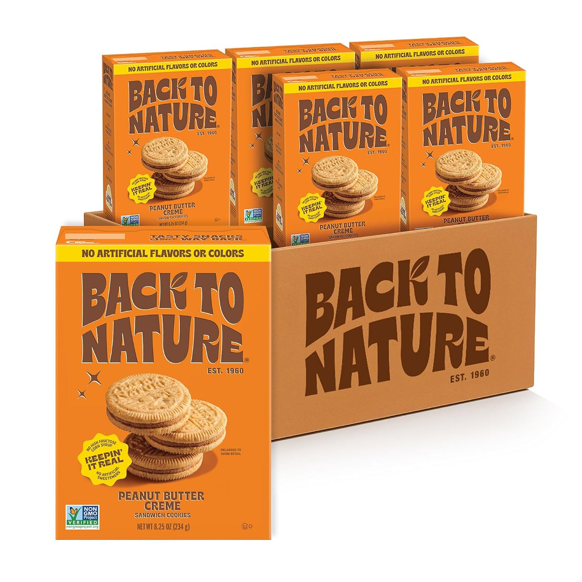 Back to Nature - Peanut Butter Creme Sandwich Cookies - Made with Real Ingredients like Wheat Flower & Whole Grains - Seriously Tasty Snack - Non-GMO - 5.5 Ounce