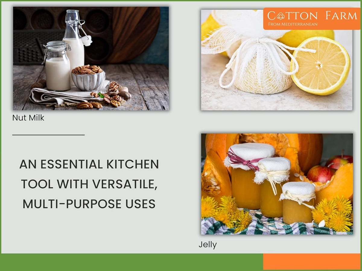 Cotton Farm Grade 100 XL Cheese Cloth - Straining & More; 36x36 Inch; 100% Unbleached Cotton Cheesecloth; Reusable with Hemmed 2 Edges; Ultra-Dense (the finest) Butter Muslin