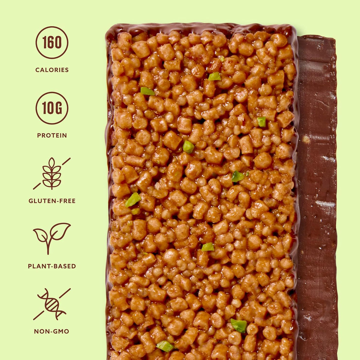 Mezcla Puff Crispy Protein Bars, Gluten Free & Vegan Protein Bars, 10g Protein, Alt for Crispy Rice Treat, Granola Bars & Breakfast Bars, Healthy Snacks for Adults, Pistachio Chocolate, 1 Count