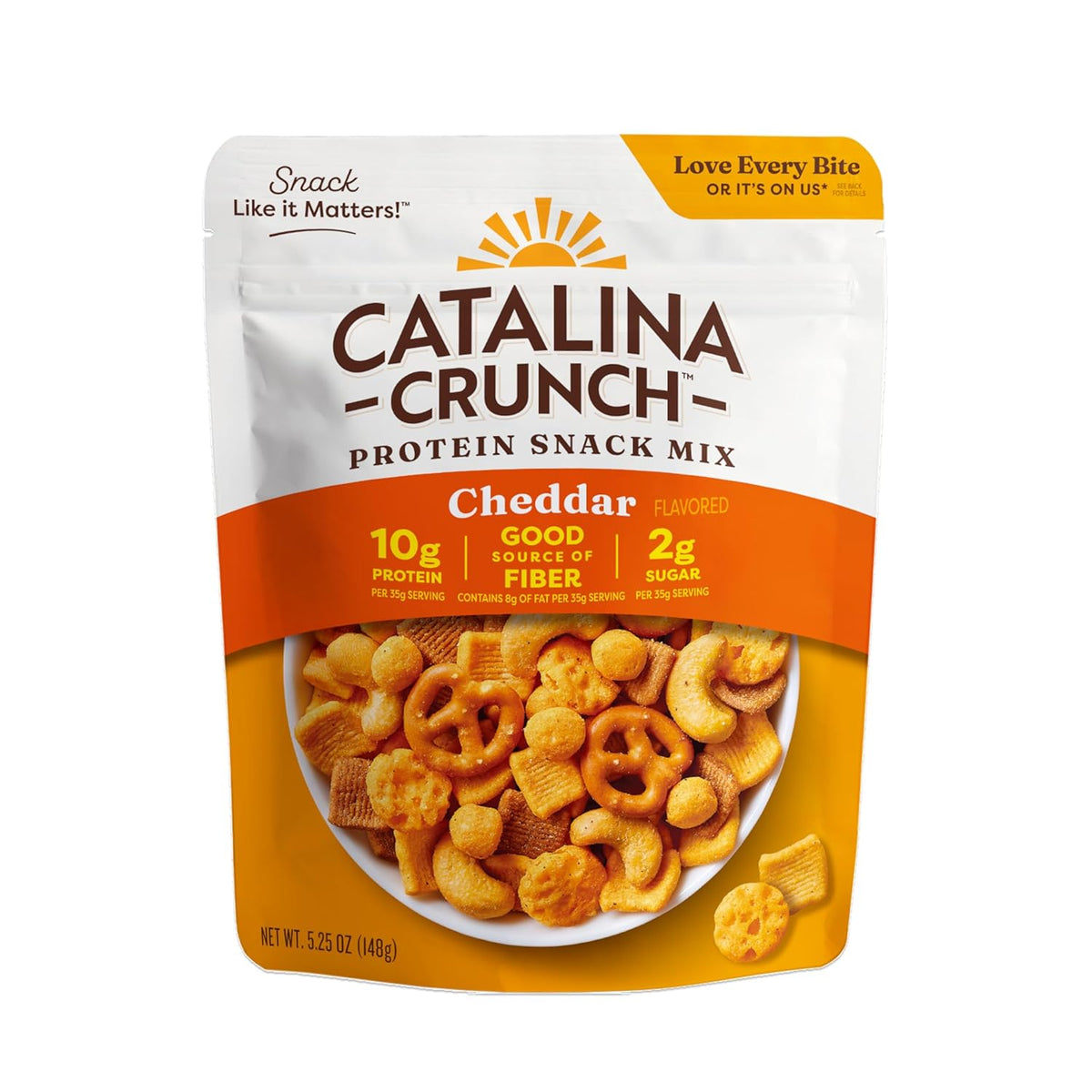 Catalina Crunch Protein Snack Mix with Cheese Crisps - 10g Protein, 2g Sugar per Serving - Good Source of Fiber, Gluten Free - Cheddar, 5.25 Ounce Bag (Pack of 1) - Packaging May Vary