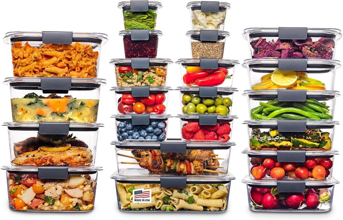 Rubbermaid Brilliance BPA-Free Food Storage Containers with Lids, Airtight Clear Set of 2 (9.6 Cup), Ideal for Lunch, Meal Prep, and Leftovers