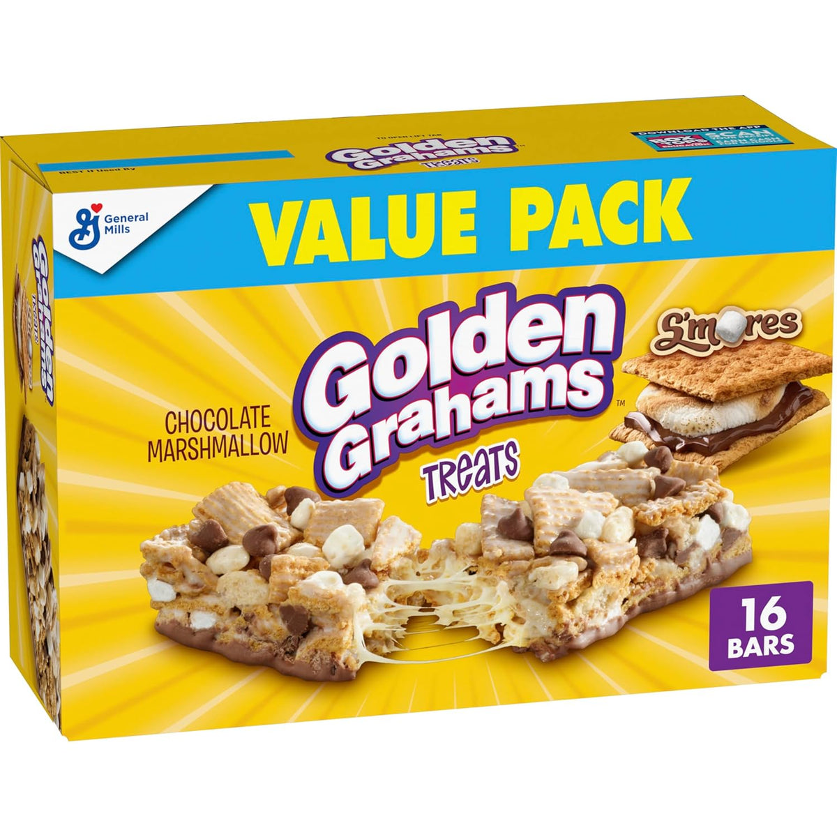 Golden Grahams Breakfast Cereal Treat Bars, S'mores, Snack Bars, 8 Ct, 8.48 oz