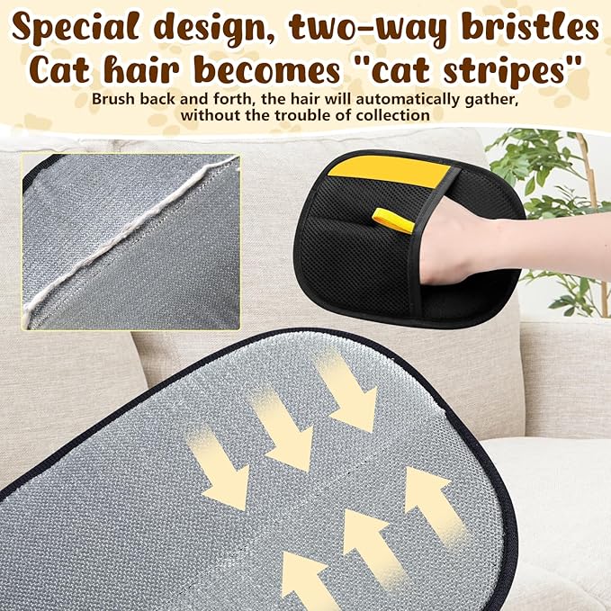 Pet Hair Removal Gloves, Pet Hair Remover Electrostatic Gloves for Cats & Dogs, Washable and Reusable Cat Hair Remover for Cat Beds, Bed Sheets, Sofas, Clothes, Carpets, Curtains (3pcs)