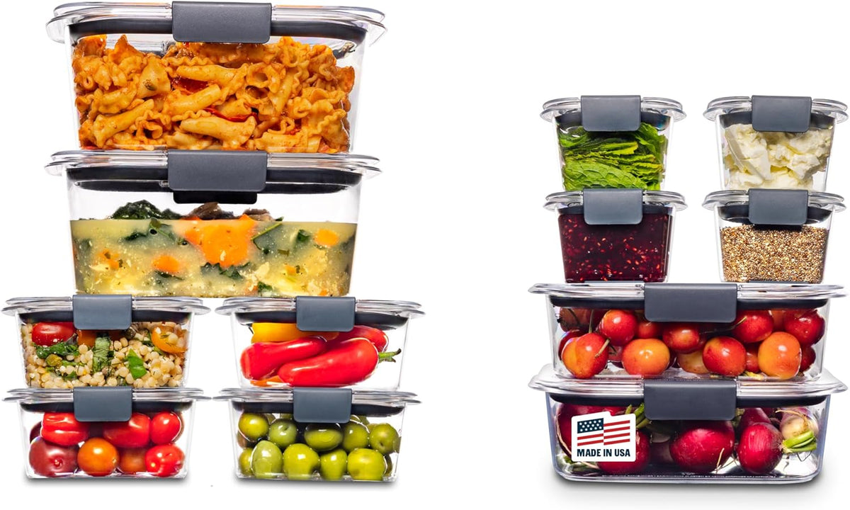 Rubbermaid Brilliance BPA-Free Food Storage Containers with Lids, Airtight Clear Set of 2 (9.6 Cup), Ideal for Lunch, Meal Prep, and Leftovers