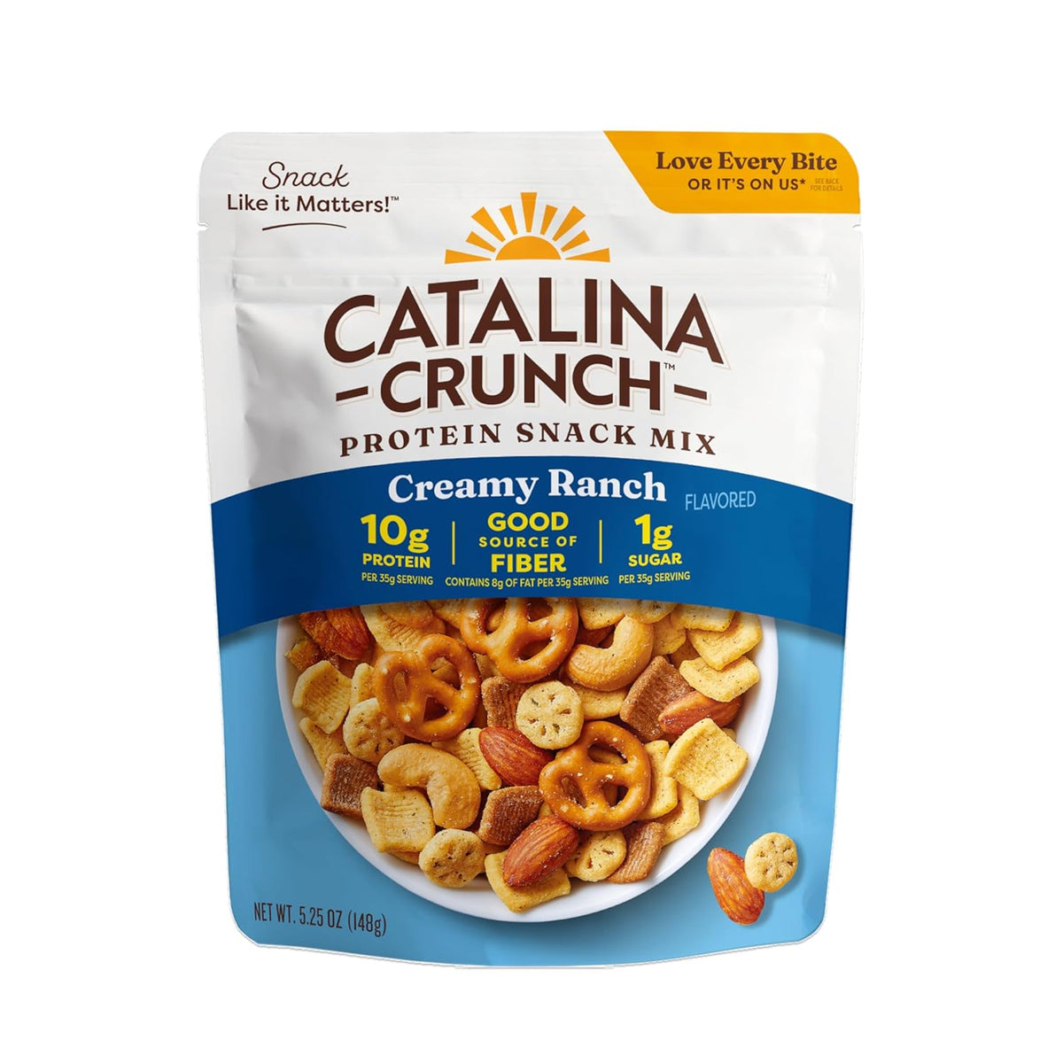 Catalina Crunch Protein Snack Mix - 10g Protein, 1g Sugar per Serving - Good Source of Fiber, Gluten Free - Creamy Ranch, 5.25 Ounce Bag (Pack of 1) - Packaging May Vary