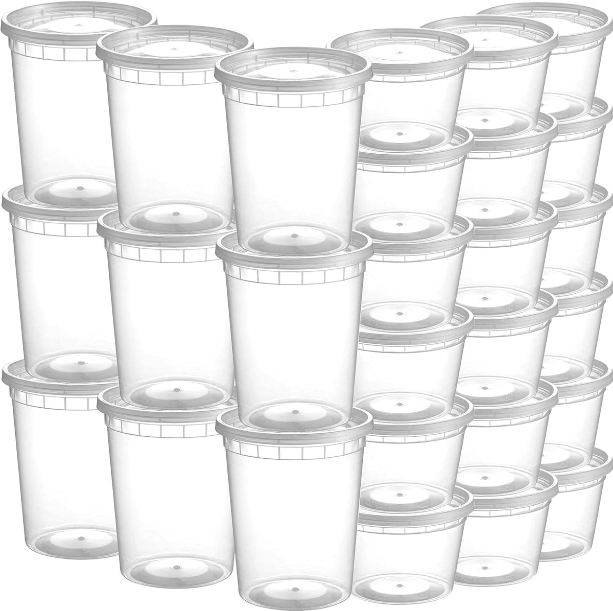 JoyServe Deli Food Storage Containers with Lids - (48 Sets) 24-32 Oz Quart Size & 24-16 Oz Pint Size Plastic Airtight Takeout Meal Prep Storage, BPA-Free, Dishwasher, Microwave Safe