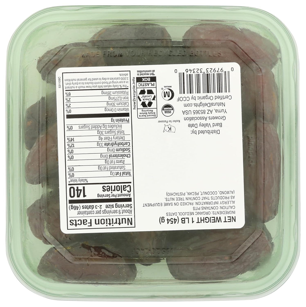 Natural Delights Fresh Medjool Dates (1 lb.) | Great Snacks for Adults and Kids | Non-GMO Verified | Superfood | No Sugar Added | Good Source of Fiber | 16 Vitamins & Minerals Packaging may vary