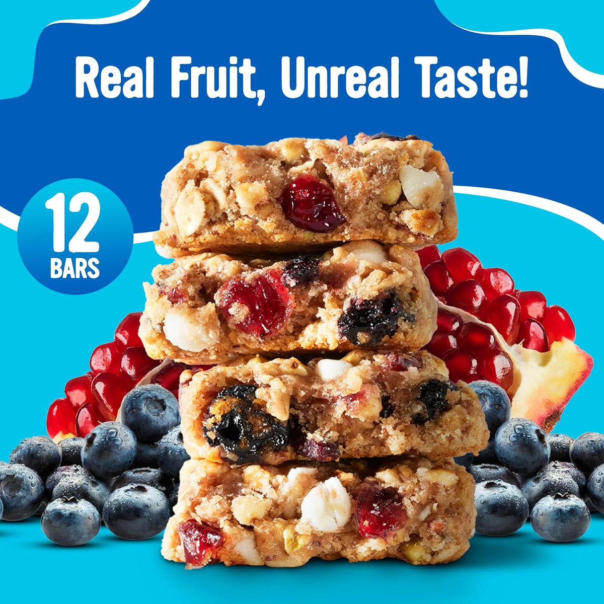 Cooper Street Granola Bakes - Soft Baked Oats, Grain & Seeds Breakfast Granola Cookie Bars - Nut & Dairy Free, Low Sodium, Healthy Lunchbox Snacks for Kids & Adults - Blueberry Pomegranate - 12 Pack