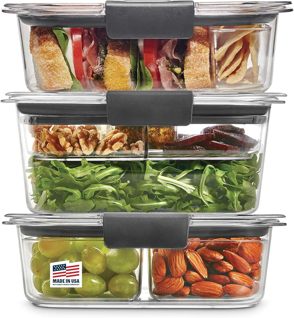 Rubbermaid Brilliance BPA-Free Food Storage Containers with Lids, Airtight Clear Set of 2 (9.6 Cup), Ideal for Lunch, Meal Prep, and Leftovers
