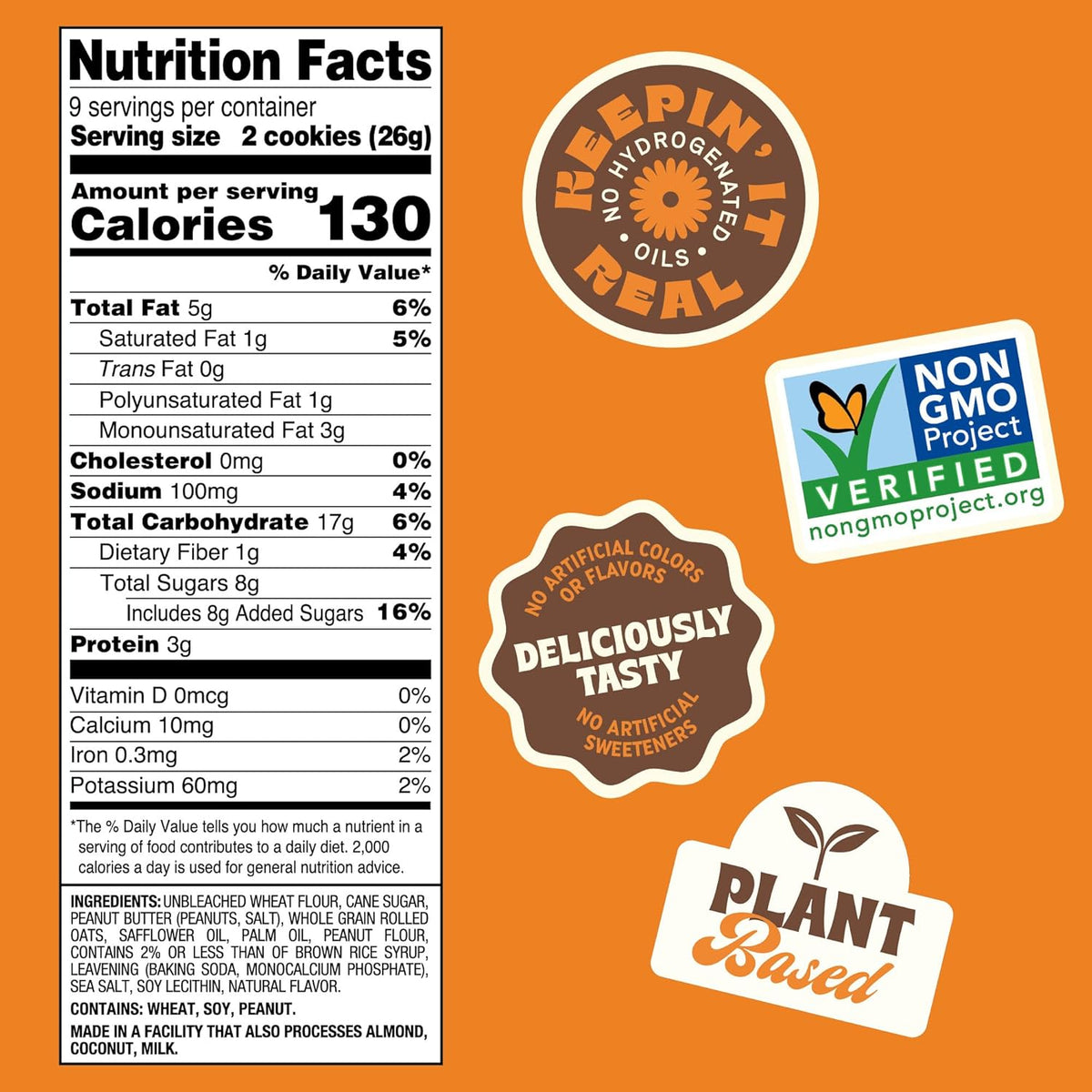 Back to Nature - Peanut Butter Creme Sandwich Cookies - Made with Real Ingredients like Wheat Flower & Whole Grains - Seriously Tasty Snack - Non-GMO - 5.5 Ounce