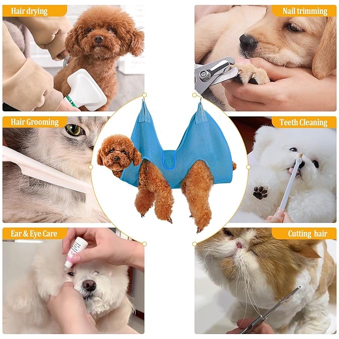 JIURUN Cat Grooming Hammock for Nail Trimming, Dog Grooming Hammock(S),Trimmer, Nail File, Pet Comb Bat Costume Wings for Cats Dogs