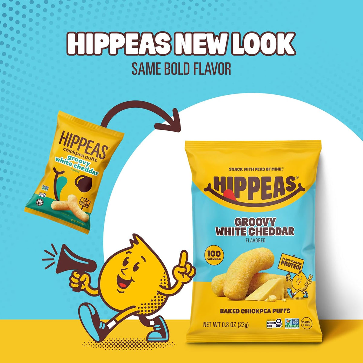 Hippeas Chickpea Puffs, Cheese Variety Pack, Groovy White Cheddar, Jalapeño Cheddar Blaze, 18 x 0.8 oz, Baked Crunchy Chickpea Snacks, 3g Plant Protein, 2g Fiber & 50% Less Fat, Dairy & Gluten Free
