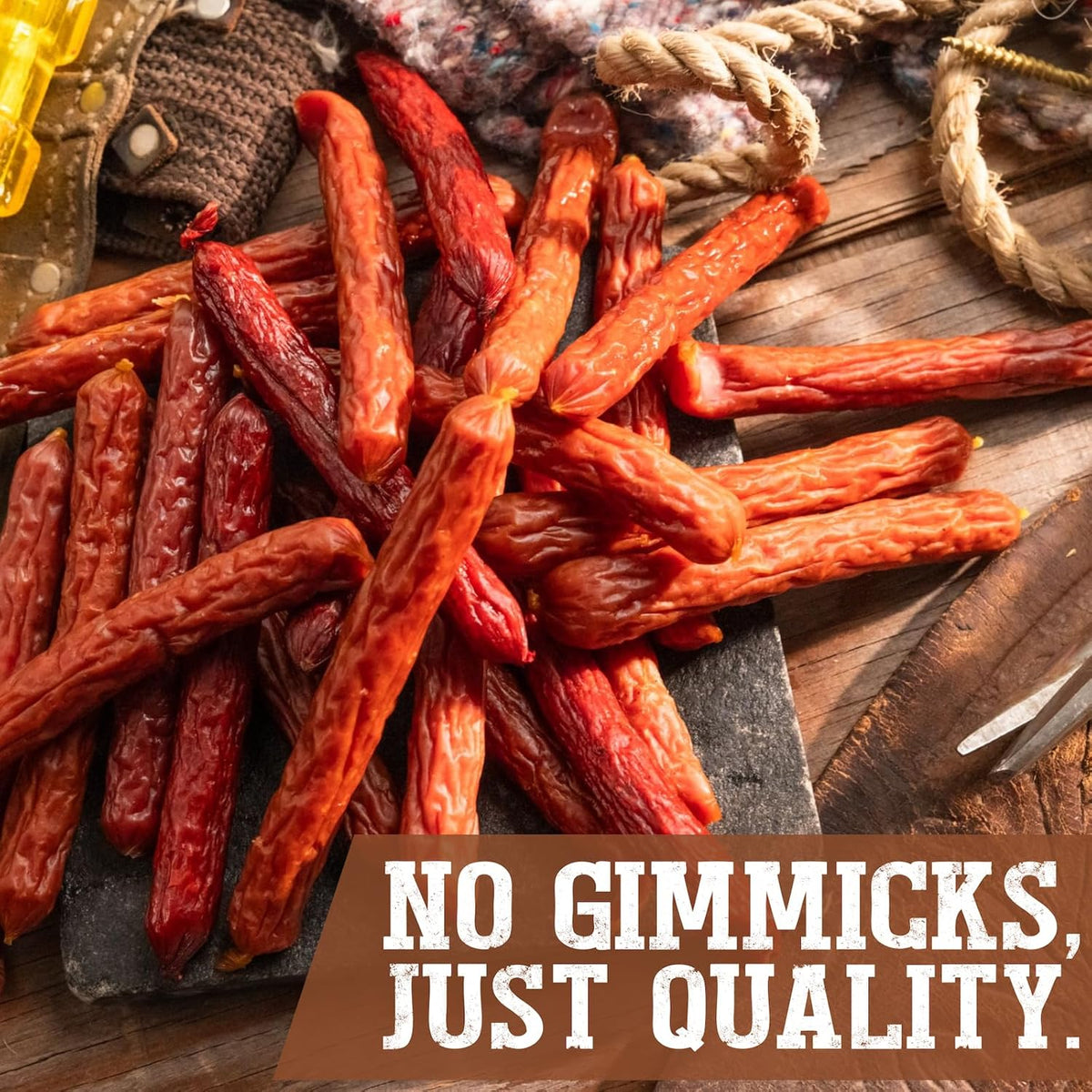 Cattleman's Cut Double Smoked Sausages Meat Sticks, Premium Protein Snacks, Keto Friendly, Gluten Free, Carnivore Travel Snack, Resealable Bag, 12 Ounce