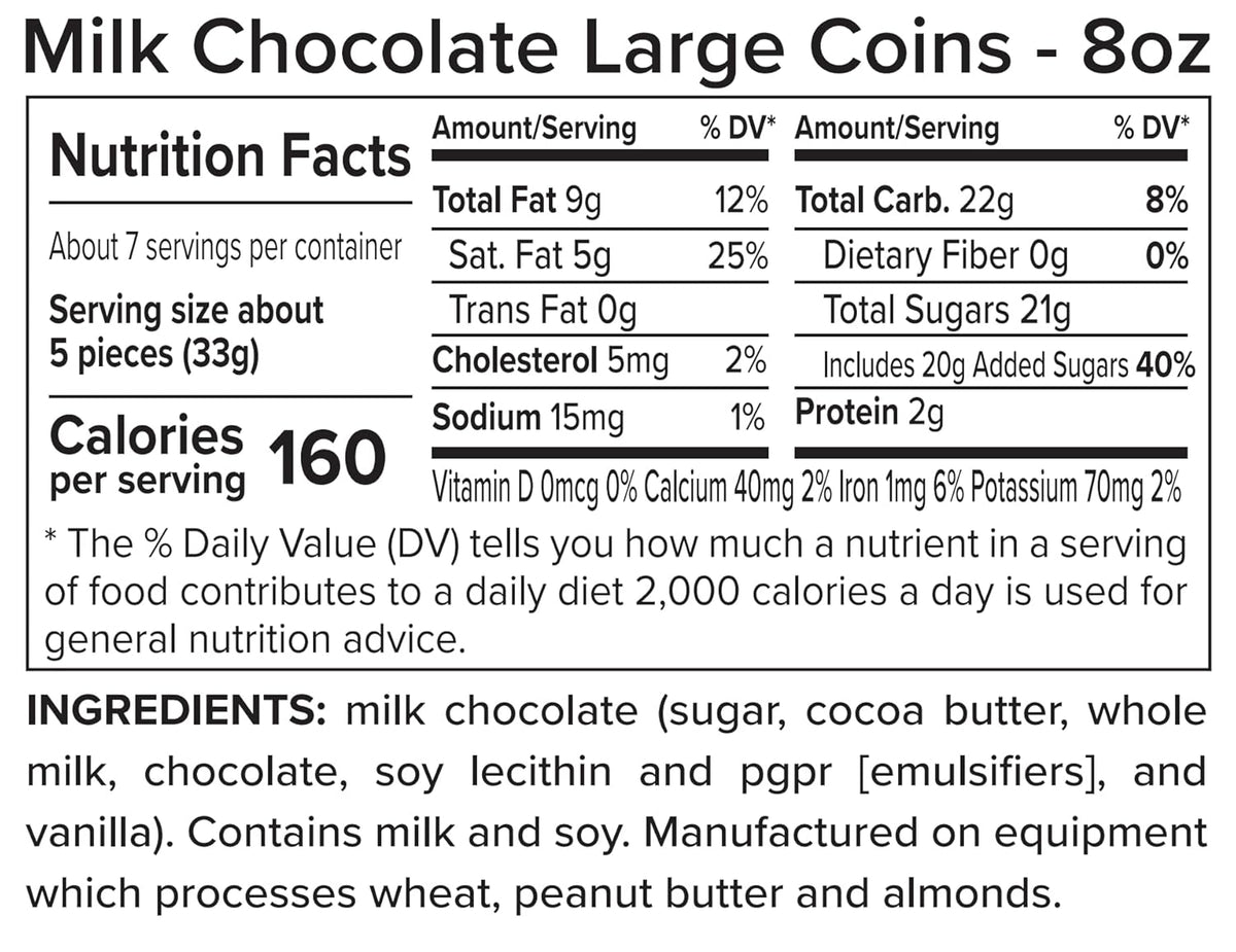 Large Chocolate Gold Coins, 32-Pack, Milk Chocolate Candy, 1.5 Inch Half Dollar Size, Gold Foil, Individually Wrapped Party Favors For Holidays, Candy Buffets, Goodie Bags, Treasure & Easter Hunts