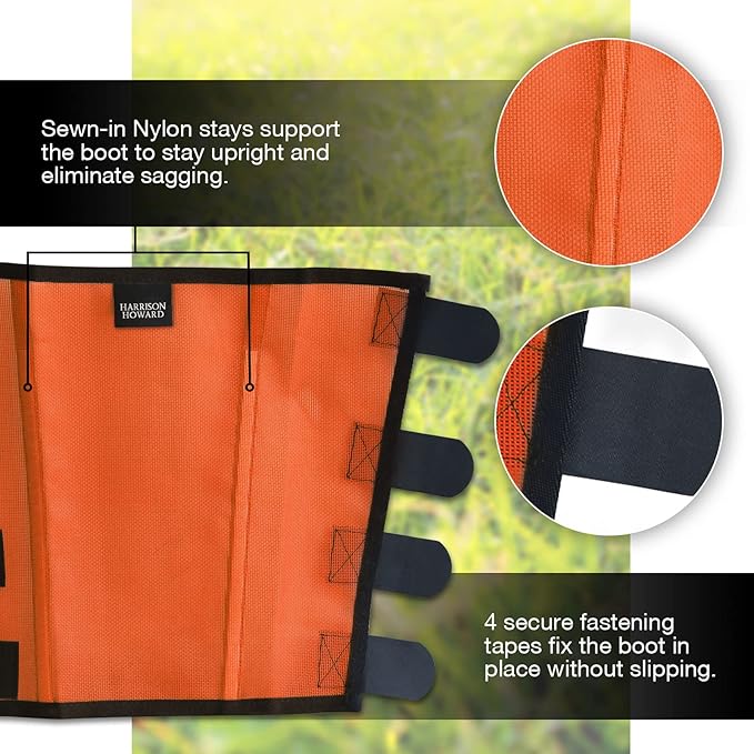 Harrison Howard Loose Fitting Fly Boots UV-Protective Extra Tough Mesh Ventilated Four Fasteners Stay-on Design Protect Horse Legs & Stomp-Reducing Set of 4 Orange Yearling