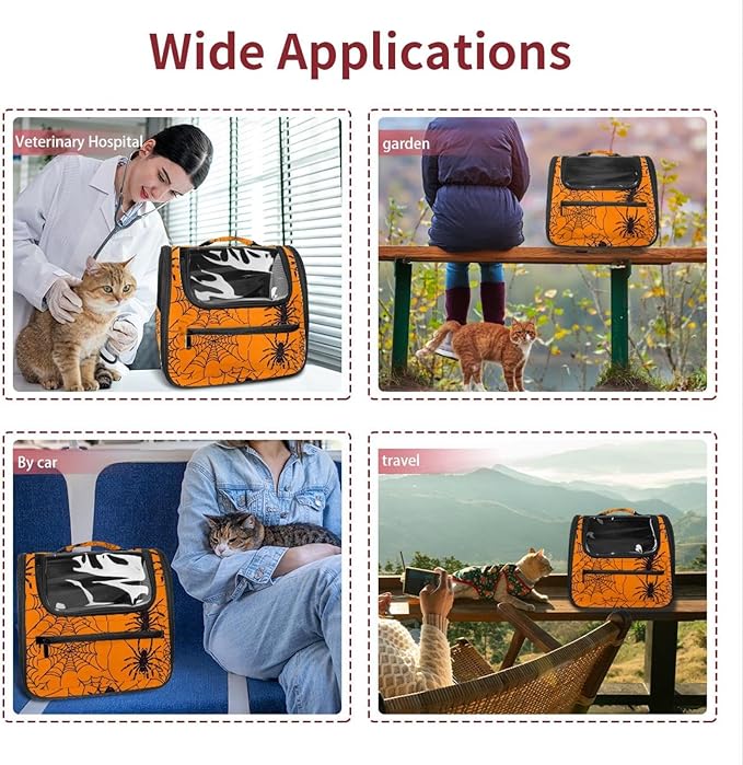 Spider Web 2 Cat Carriers Dog Carrier Pet Carrier with Locking Safety Zippers for Cats, Kitties, Puppies and Small Dogs