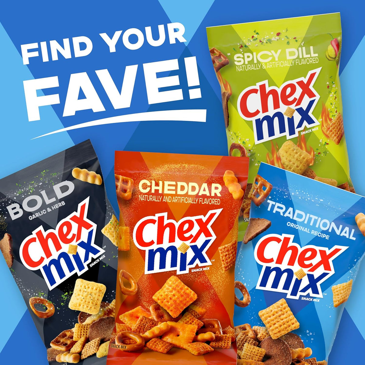 Chex Mix Traditional Original Recipe Snack Mix, Savory Snack Bag, Family Size, 13.5 oz