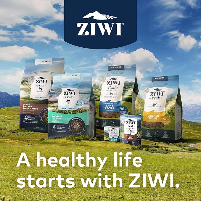 ZIWI Peak Steam & Dried Cat Food Bundle – High Protein, Skin and Coat Health, Low Carb, for All Lifestages (1.8lb bags of Beef, Chicken and South Pacific Fish recipes)