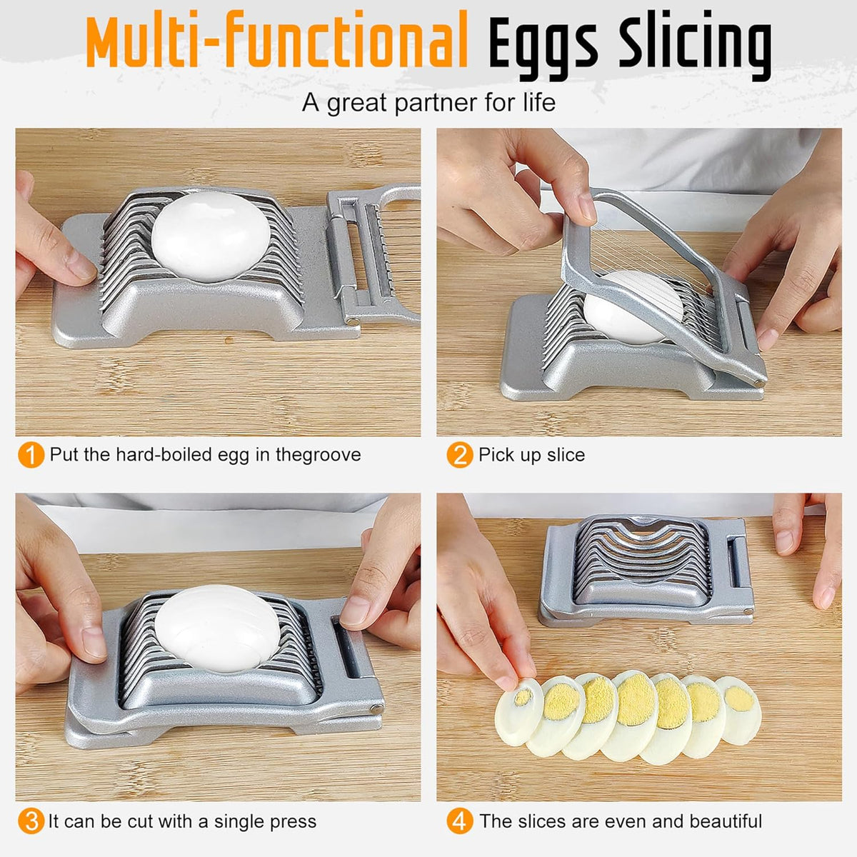Yuzxaun Egg Slicer for Hard Boiled Eggs, Stainless Steel Wire, Heavy Duty Aluminium Egg Cutter Dishwasher Safe for Egg Strawberry Soft Fruit