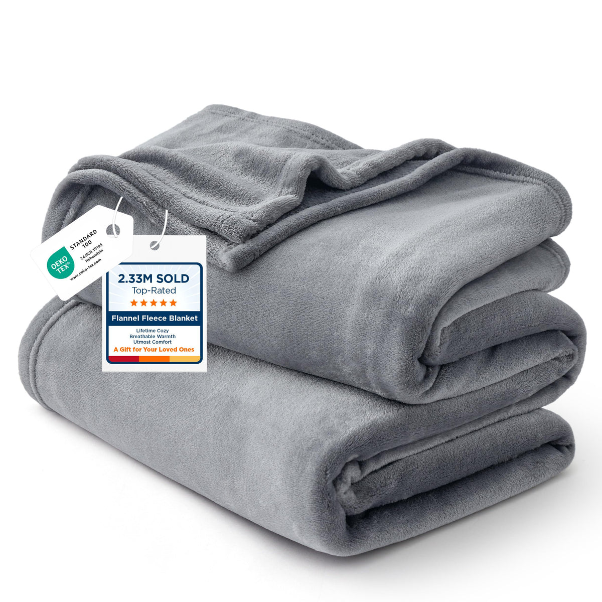 Bedsure GentleSoft Fleece Bed Blankets Queen Size Grey - Soft Warm Winter Blanket Lightweight Cozy Luxury Microfiber, Room Home Decor Christmas Decorations Gifts for Women and Men, 90x90 inches