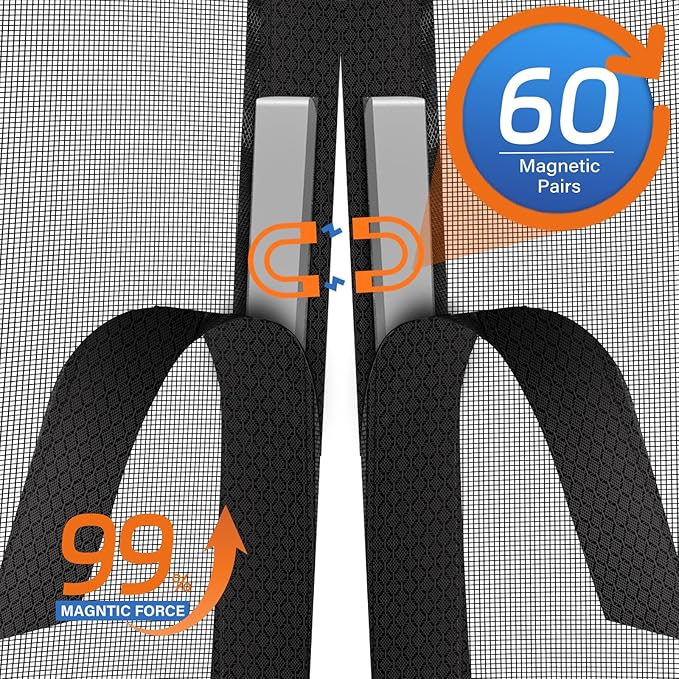 Upgraded PET Mesh Magnetic Screen Door Stronger Than Fiberglass and Polyester,Hands Free,Keep Bugs Out,Pet & Kid Friendly,Suitable for Sliding Doors,Patio and French Doors-72" X 80"
