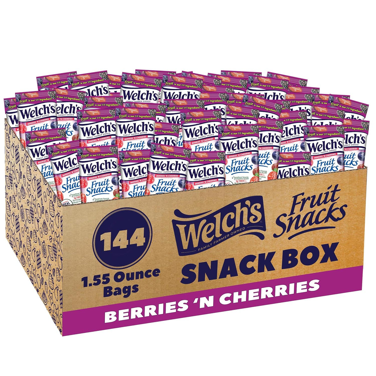 Welch's Fruit Snacks, Mixed Fruit, Bulk Pack, Individual Single Serve Bags, 0.8 oz (Pack of 40)