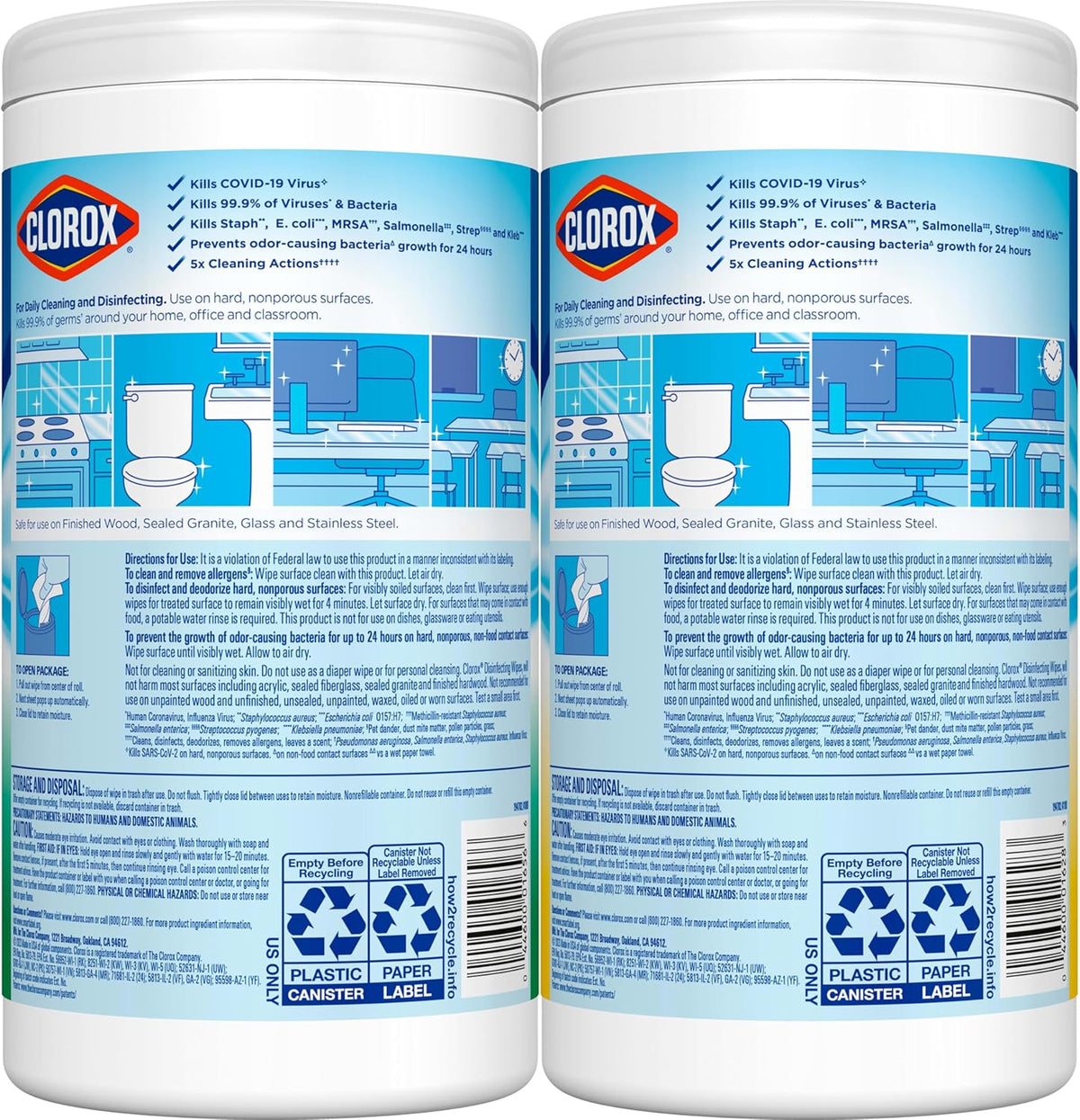 Clorox Disinfecting Cleaning Wipes Variety Pack, 75 Count Each, Pack of 2 (Package May Vary)