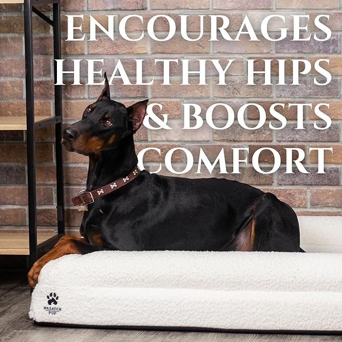 Luxury Boucle Fabric Orthopedic Dog Bed with Memory Foam | Breathable Comfort and Washable Dog Couch Bed with Waterproof Liner & Cover | Ideal Sofa Beds for Medium Dogs - Grey 37" x29x7.7