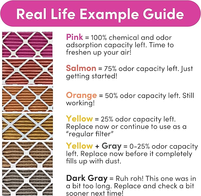 Colorfil 14x24x1 Air Filter (2-Pack) | Made in the USA | Color Changing | Remove Cat and Dog Odor | MERV 8 for Pet Hair Dander and Dust | 13.75"x23.75"x0.75" Exact Size