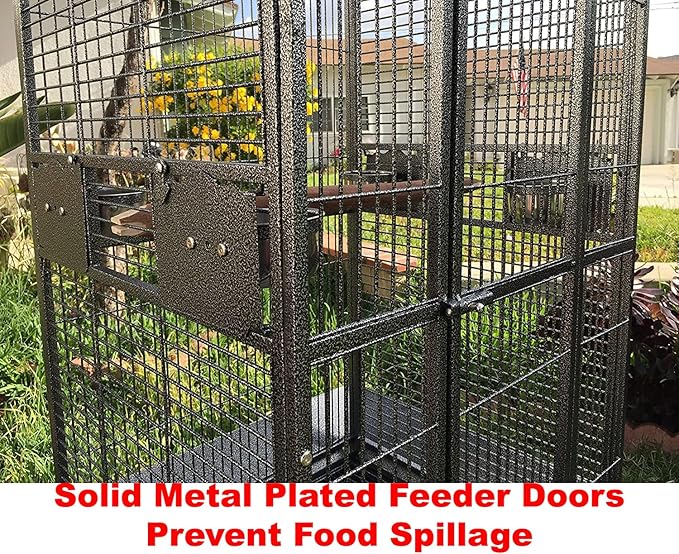 XXX-Large 36"x28"x68"H Double Ladders Open Play Top Wrought Iron Bird Parrot Parttot Finch Macaw Cockatoo Cage, Include Seed Guard and Toy Hook