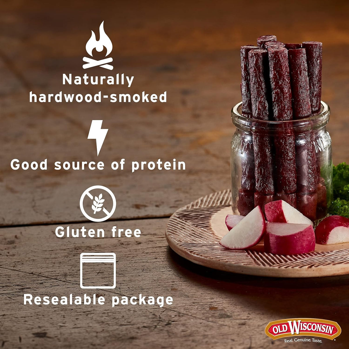 Old Wisconsin Turkey Sausage Snack Sticks, Naturally Smoked, Ready to Eat, High Protein, Low Carb, Keto, Gluten Free, 16 Ounce Resealable Package
