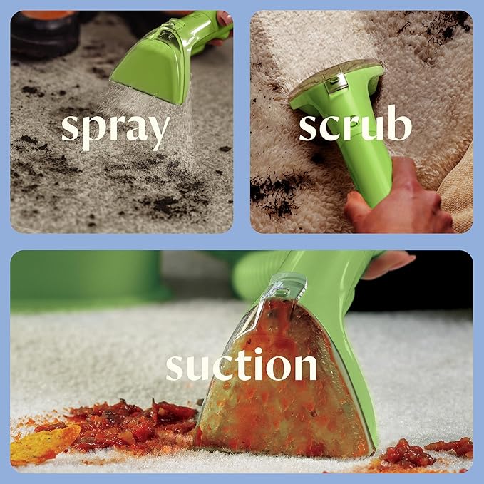 BISSELL Little Green Mini Portable Carpet and Upholstery Deep Cleaner, Car/Auto Detailer, with HydroRinse Self-Cleaning Tool and 4" Tough Stain Tool, Tea Green, 4075